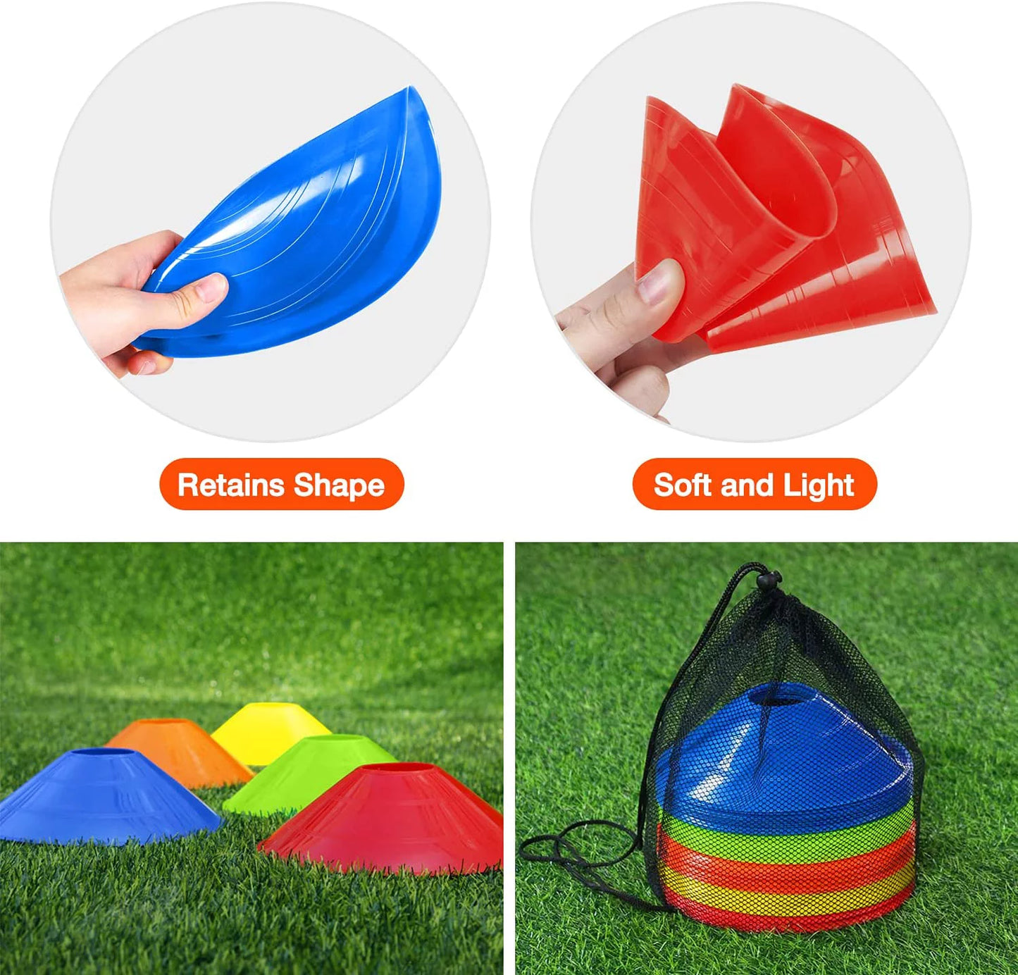 Unlock Your Athletic Potential with 50Pcs Pro Agility Soccer Cones - Complete Set with Carry Bag and Whistles for Ultimate Training