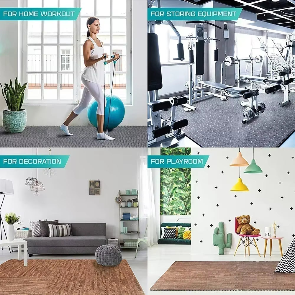 Transform Your Home Gym with 4~20Pcs Puzzle Fitness Mat - Non-Slip EVA Interlocking Foam Tiles for Kids and Adults!