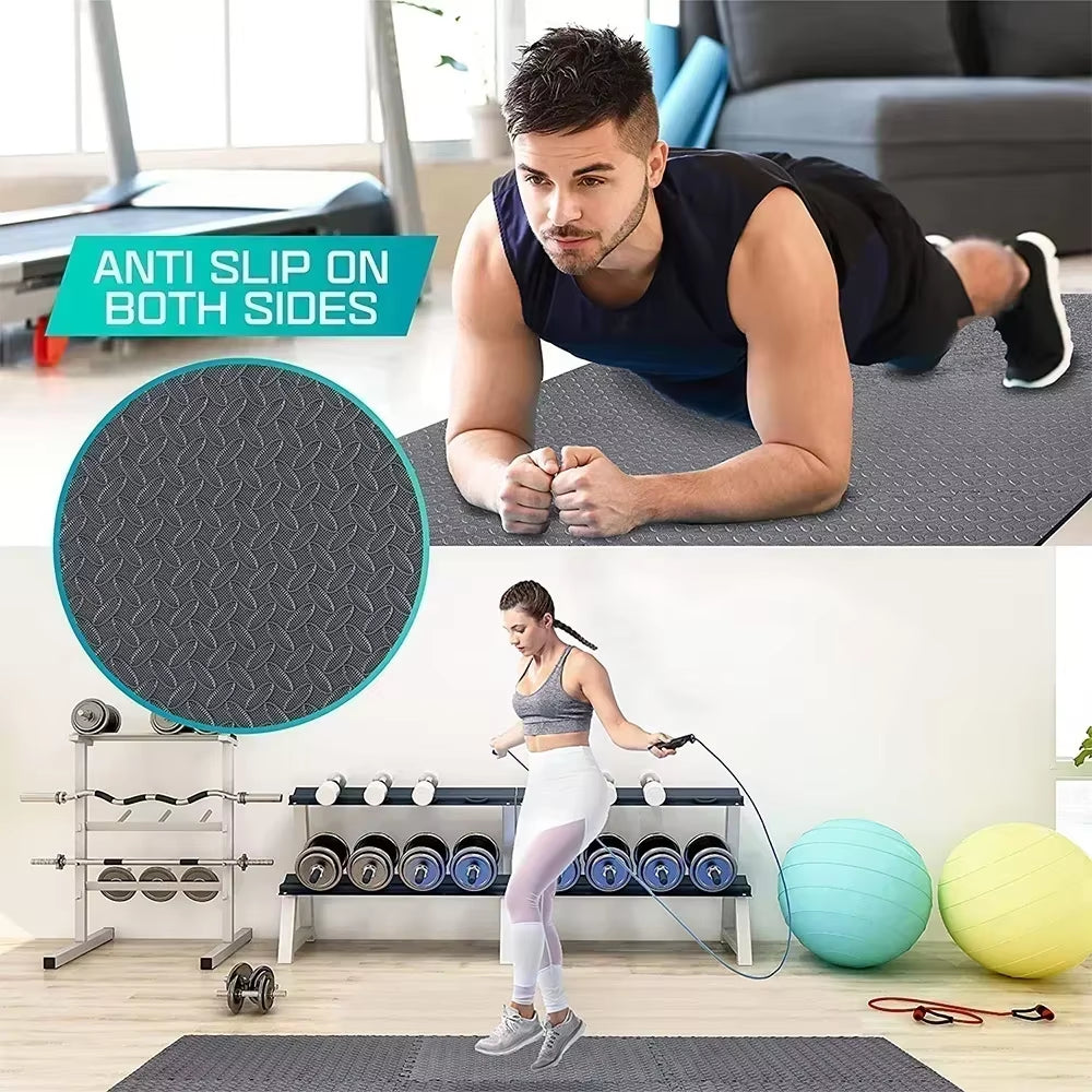 Transform Your Home Gym with 4~20Pcs Puzzle Fitness Mat - Non-Slip EVA Interlocking Foam Tiles for Kids and Adults!