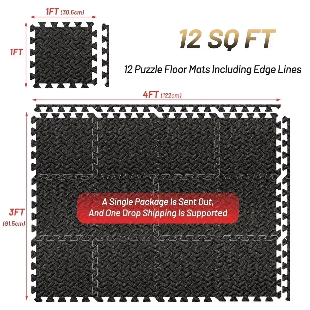 Transform Your Home Gym with 4~20Pcs Puzzle Fitness Mat - Non-Slip EVA Interlocking Foam Tiles for Kids and Adults!