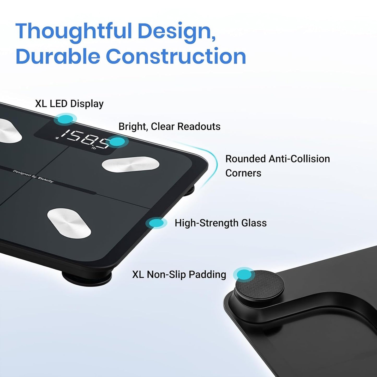Transform Your Health Journey with Our Smart Body Weight Scale - Accurate Bluetooth Bathroom Scale with BMI, Body Fat, and Muscle Mass Tracking