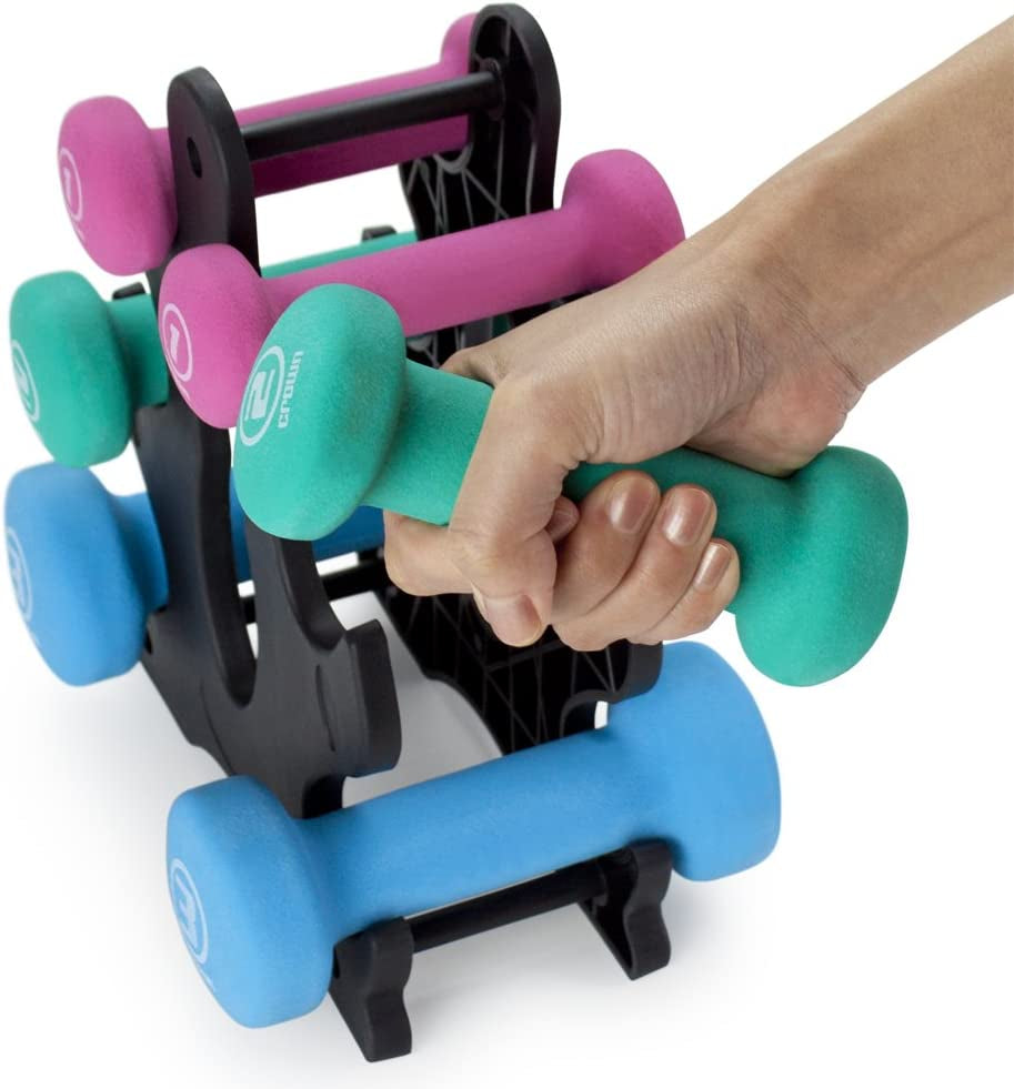 Versatile Neoprene Dumbbell Set with Rack - 1, 2, and 3 Lbs for Home Gym and Outdoor Workouts
