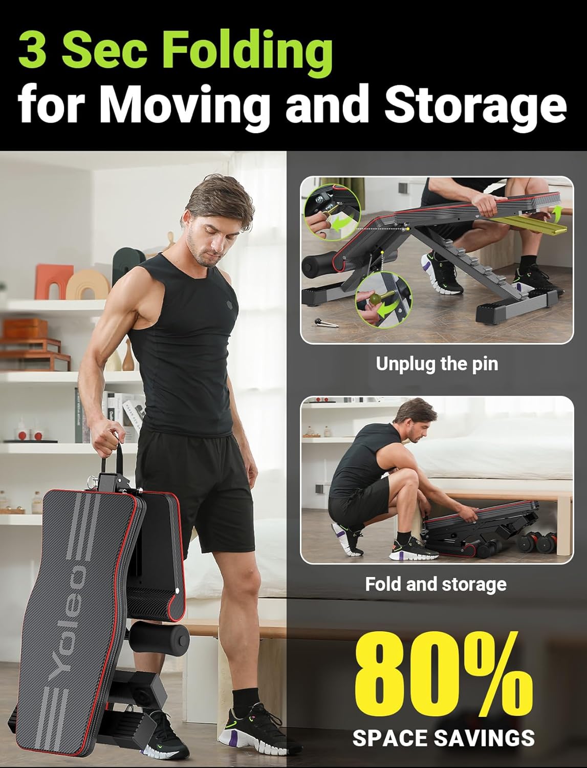 Transform Your Home Workouts with the Yoleo Adjustable Weight Bench - Versatile, Compact, and Built for Strength Training Success!