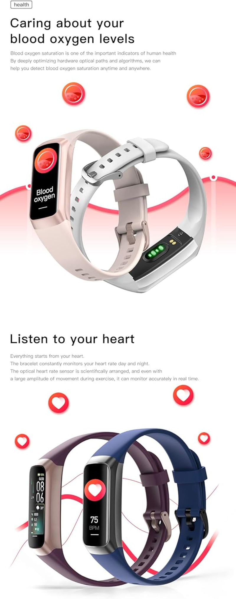 Revolutionary Health & Fitness Tracker for Men and Women - Stylish Amoled Display, IP68 Waterproof, Heart Rate Monitor, and 25 Sports Modes for Ultimate Wellness