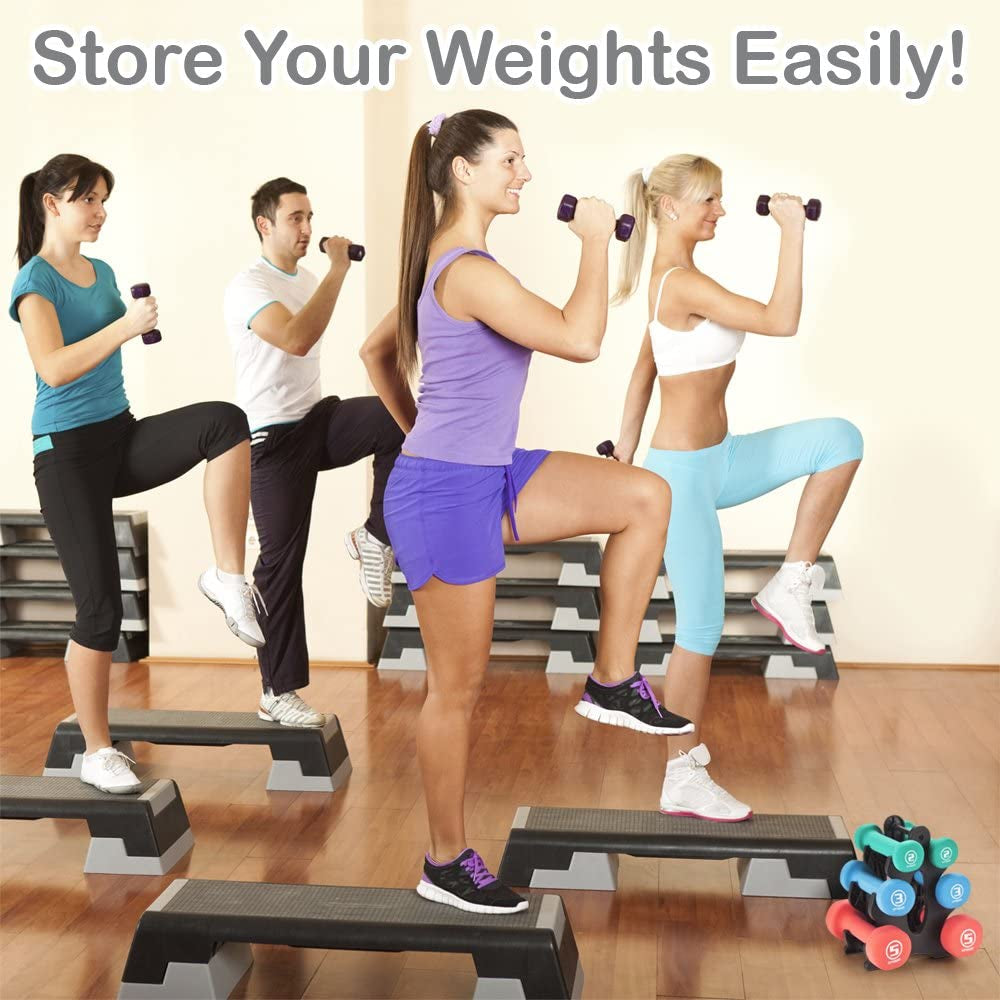 Versatile Neoprene Dumbbell Set with Rack - 1, 2, and 3 Lbs for Home Gym and Outdoor Workouts