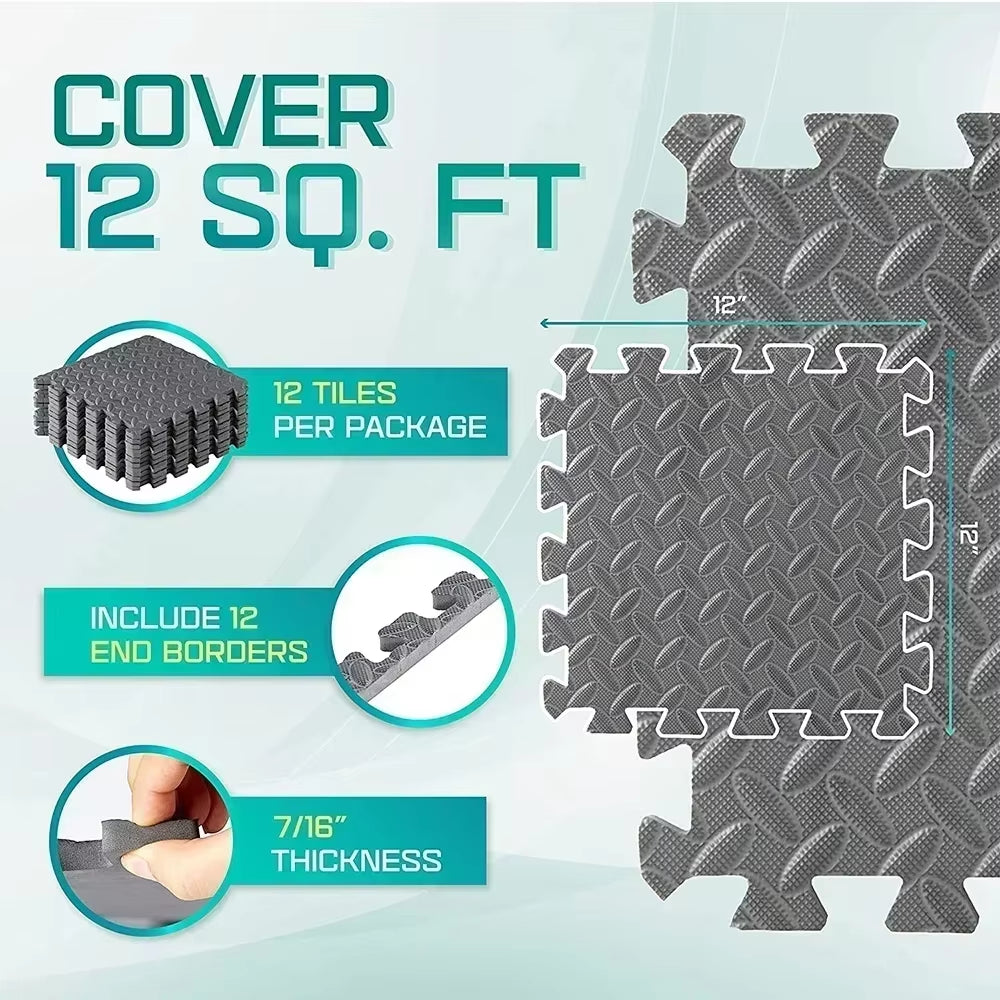 Transform Your Home Gym with 4~20Pcs Puzzle Fitness Mat - Non-Slip EVA Interlocking Foam Tiles for Kids and Adults!