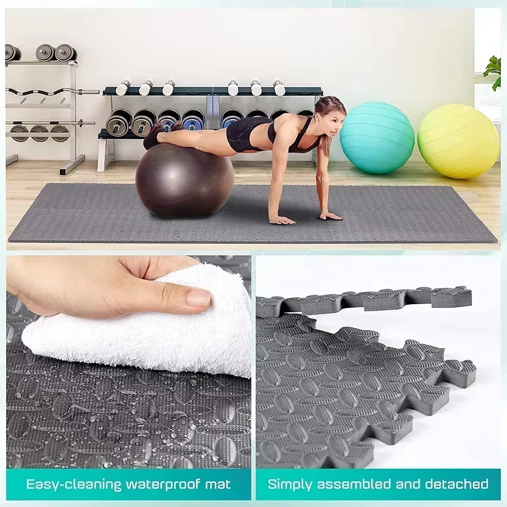 Transform Your Home Gym with 4~20Pcs Puzzle Fitness Mat - Non-Slip EVA Interlocking Foam Tiles for Kids and Adults!