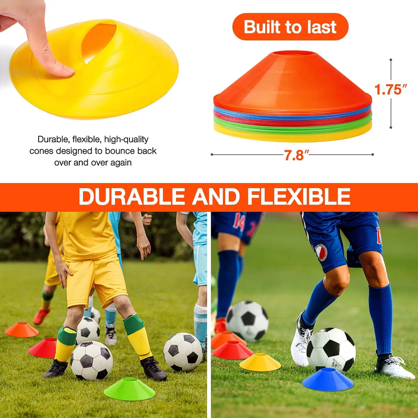 Unlock Your Athletic Potential with 50Pcs Pro Agility Soccer Cones - Complete Set with Carry Bag and Whistles for Ultimate Training