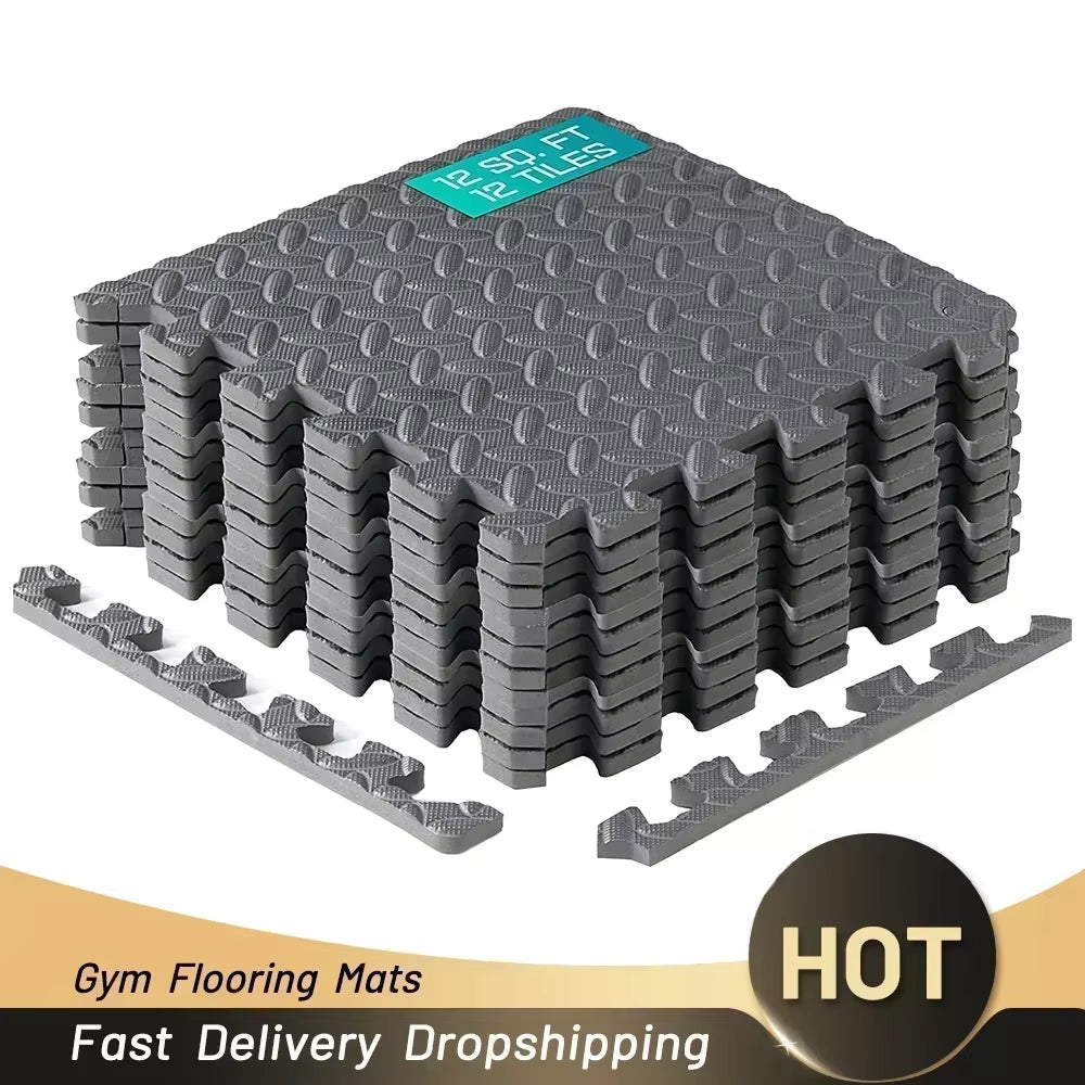Transform Your Home Gym with 4~20Pcs Puzzle Fitness Mat - Non-Slip EVA Interlocking Foam Tiles for Kids and Adults!