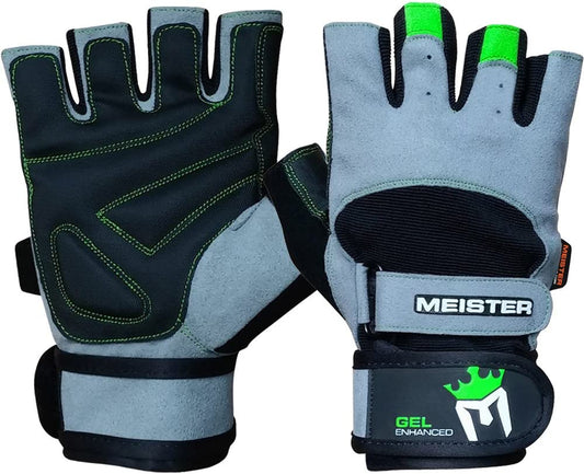 Elevate Your Workout with Meister's Gel-Padded Wrist Wrap Weight Lifting Gloves