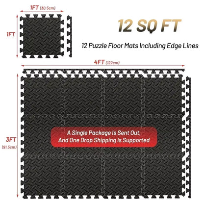 Transform Your Home Gym with 4~20Pcs Puzzle Fitness Mat - Non-Slip EVA Interlocking Foam Tiles for Kids and Adults!
