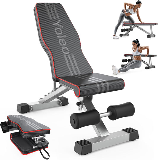 Transform Your Home Workouts with the Yoleo Adjustable Weight Bench - Versatile, Compact, and Built for Strength Training Success!
