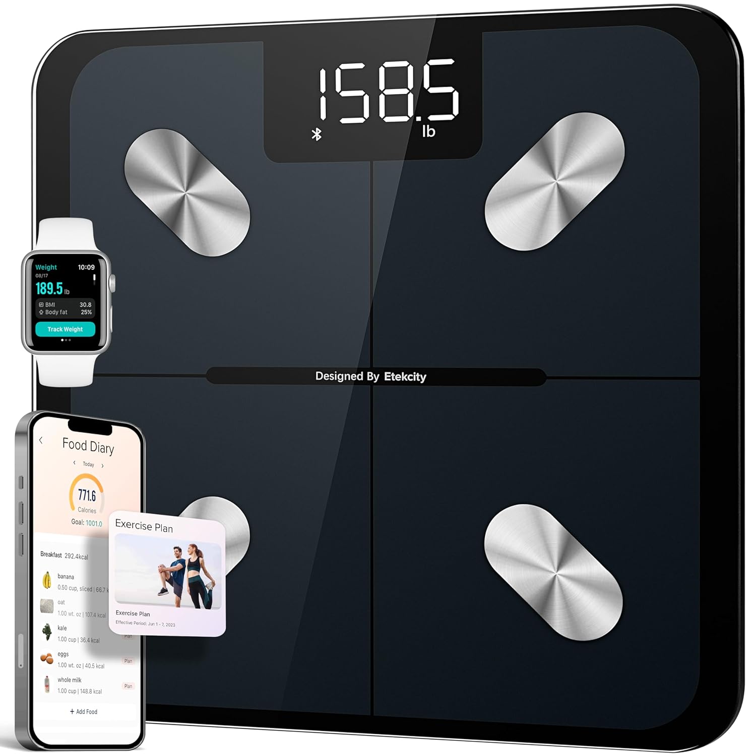 Transform Your Health Journey with Our Smart Body Weight Scale - Accurate Bluetooth Bathroom Scale with BMI, Body Fat, and Muscle Mass Tracking