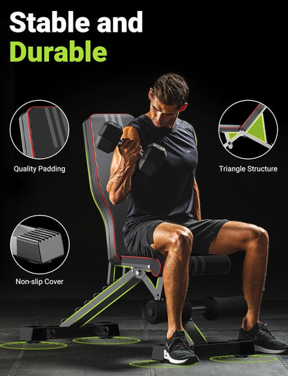 Transform Your Home Workouts with the Yoleo Adjustable Weight Bench - Versatile, Compact, and Built for Strength Training Success!