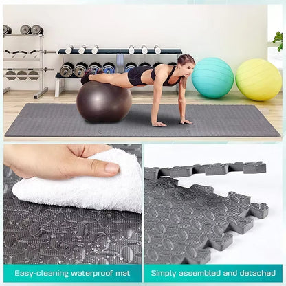 Transform Your Home Gym with 4~20Pcs Puzzle Fitness Mat - Non-Slip EVA Interlocking Foam Tiles for Kids and Adults!