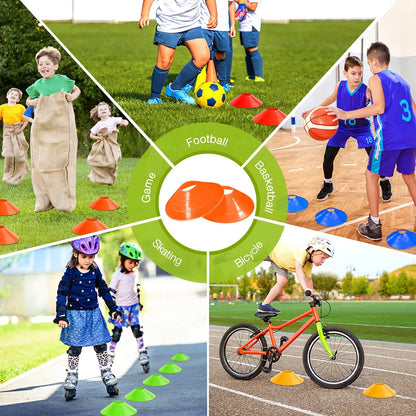 Unlock Your Athletic Potential with 50Pcs Pro Agility Soccer Cones - Complete Set with Carry Bag and Whistles for Ultimate Training