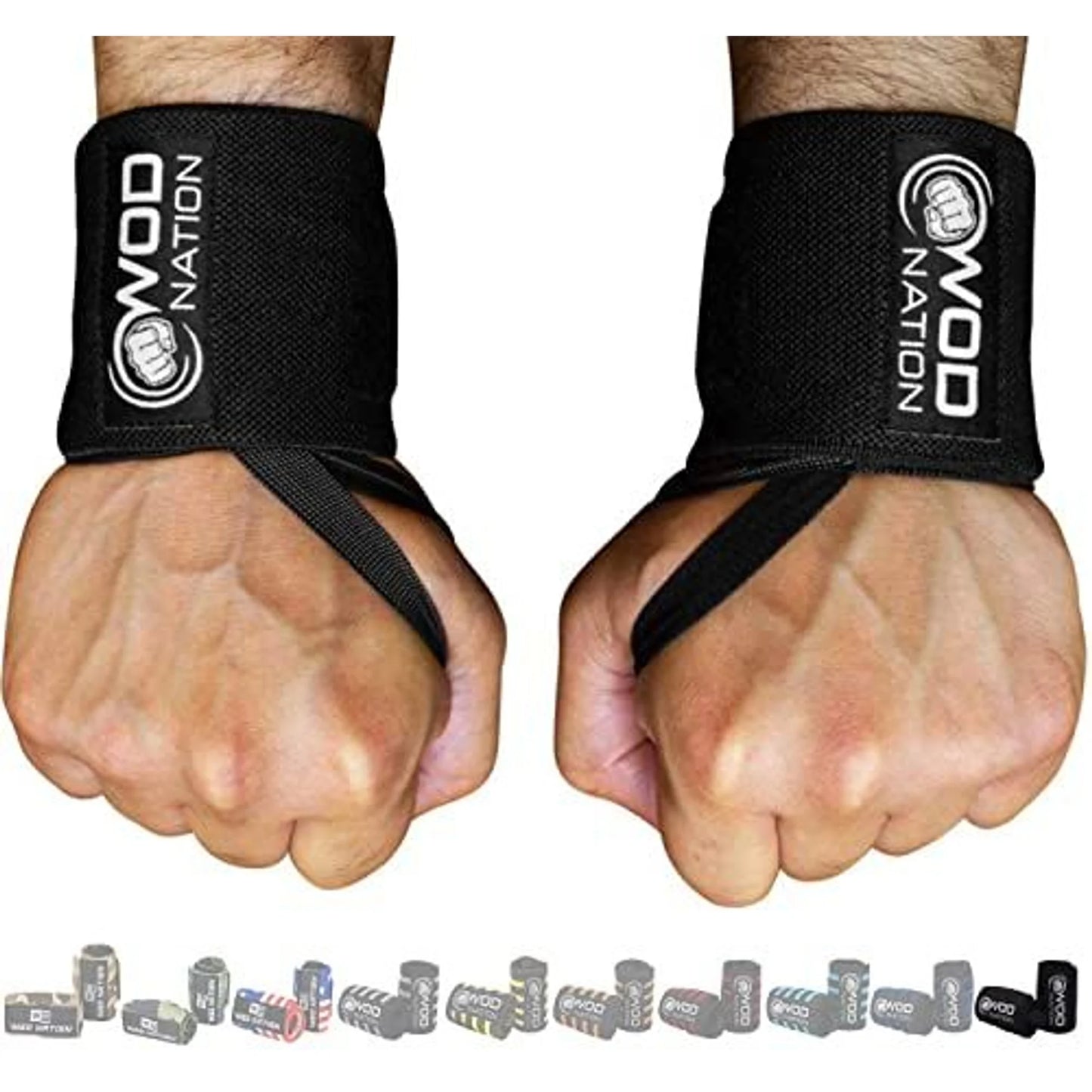 Elevate Your Lifts with Professional 12-Inch Wrist Wraps & Straps - Ultimate Support for Powerlifting and Weightlifting for Men & Women - Black