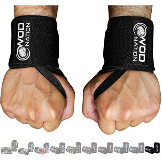 Elevate Your Lifts with Professional 12-Inch Wrist Wraps & Straps - Ultimate Support for Powerlifting and Weightlifting for Men & Women - Black