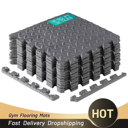 Transform Your Home Gym with 4~20Pcs Puzzle Fitness Mat - Non-Slip EVA Interlocking Foam Tiles for Kids and Adults!